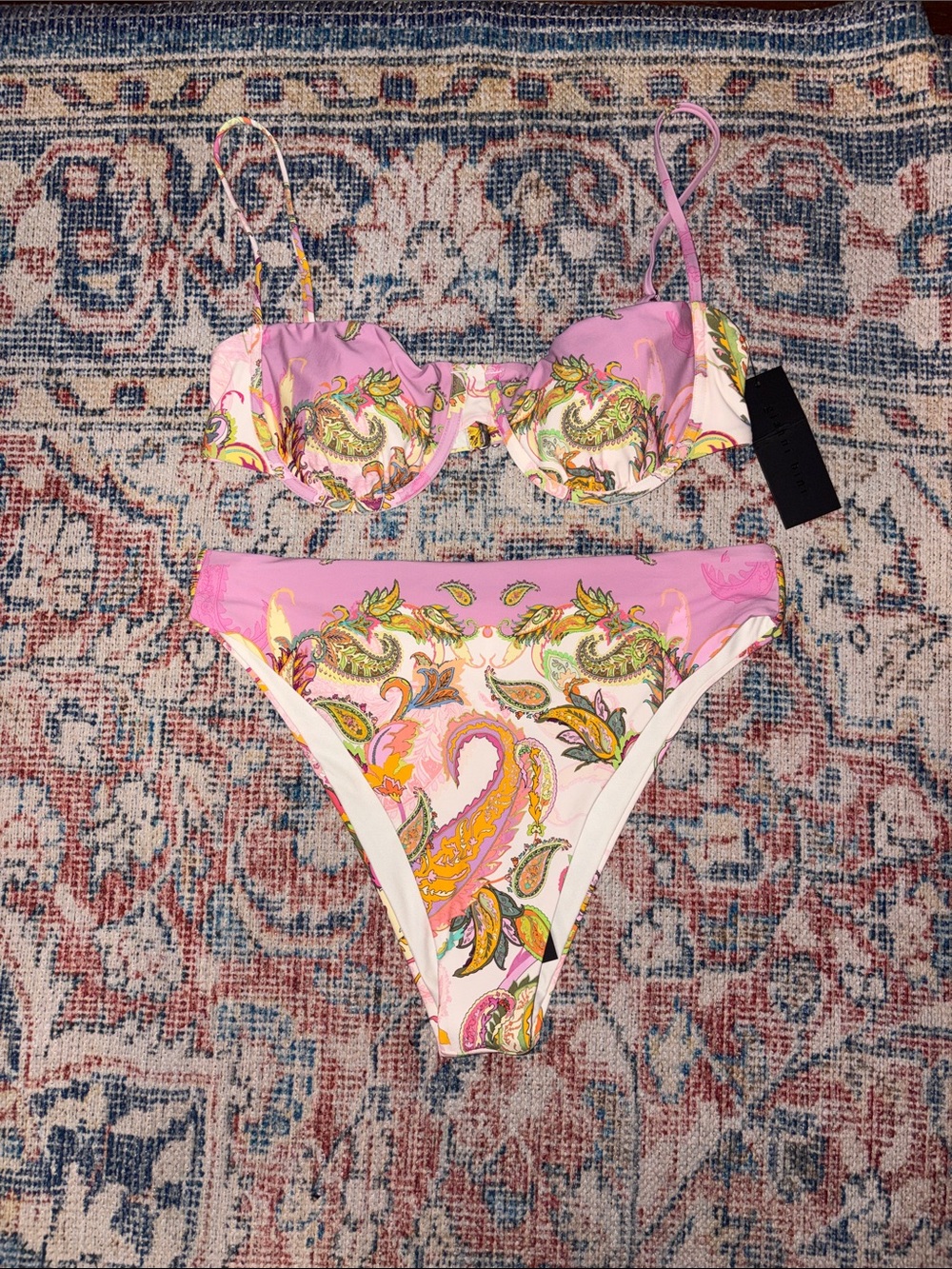 Gianni Bini Paisley Print Bikini Set SZ L NWT